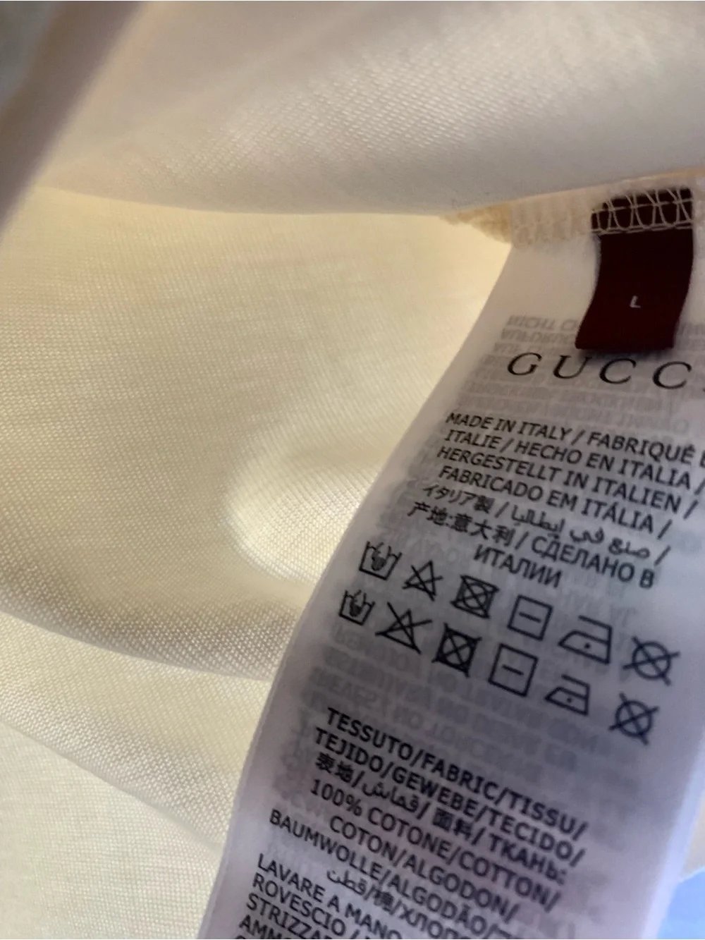 Gucci Cream Short Sleeve Logo T-Shirt with Metallic Print